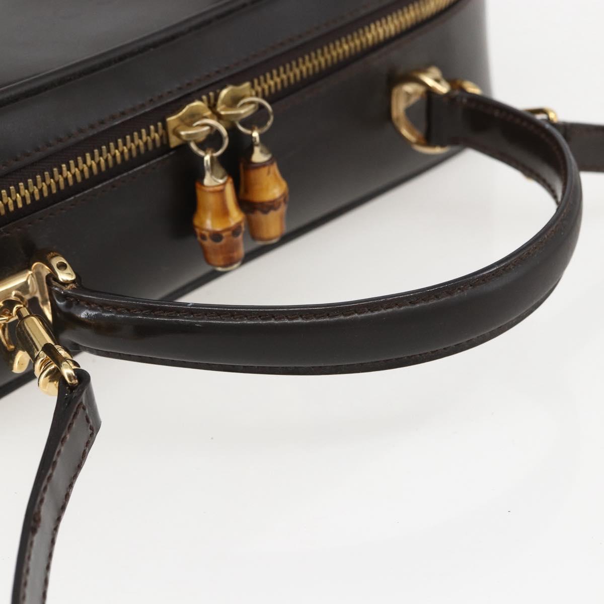GUCCI Vanity Bag Bag Enamel 2way Brown Gold 000 2122 0565 Auth am10324