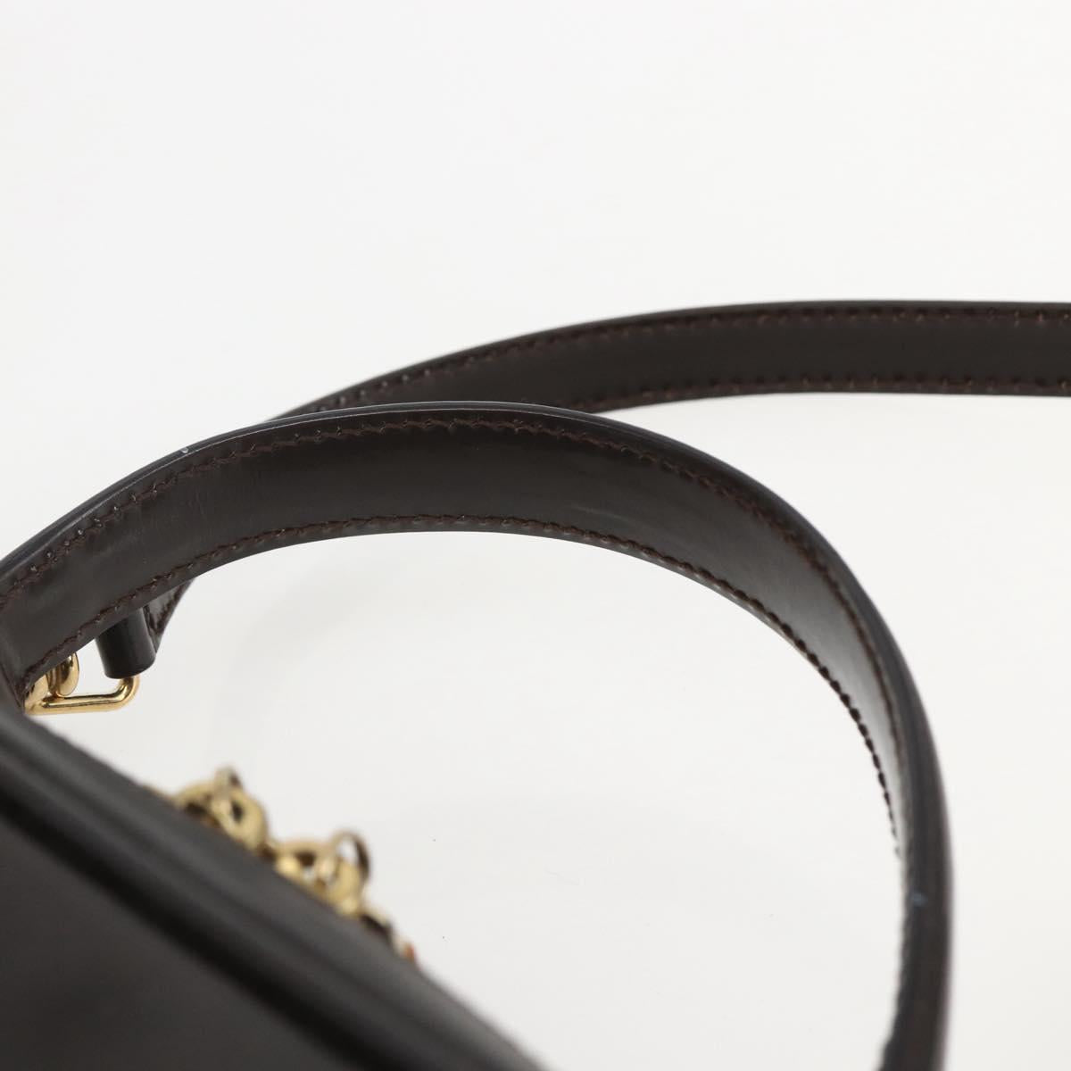 GUCCI Vanity Bag Bag Enamel 2way Brown Gold 000 2122 0565 Auth am10324