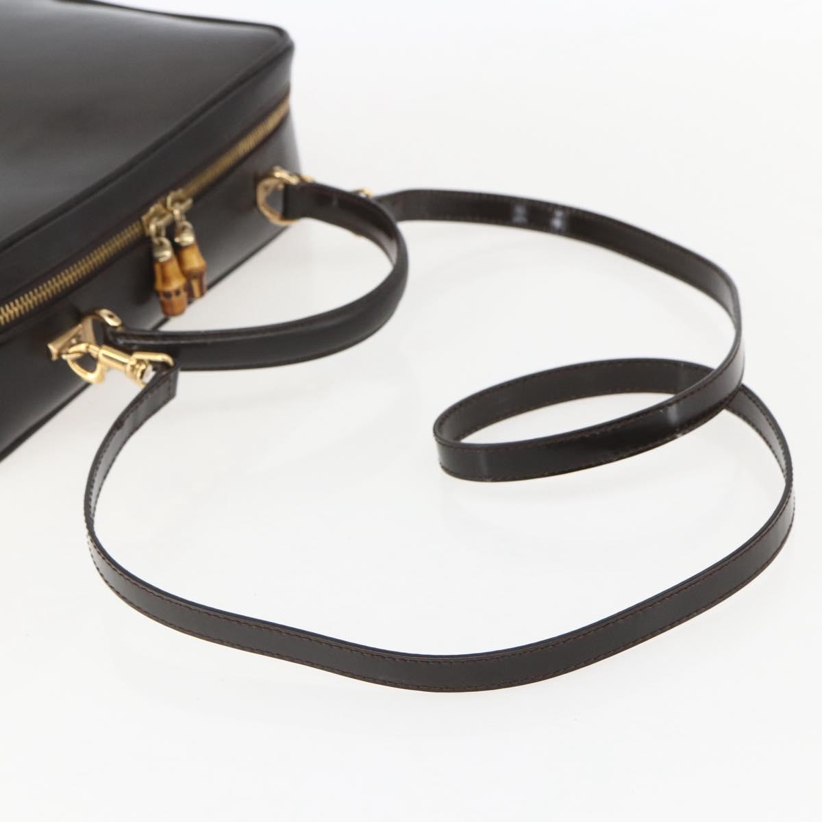 GUCCI Vanity Bag Bag Enamel 2way Brown Gold 000 2122 0565 Auth am10324