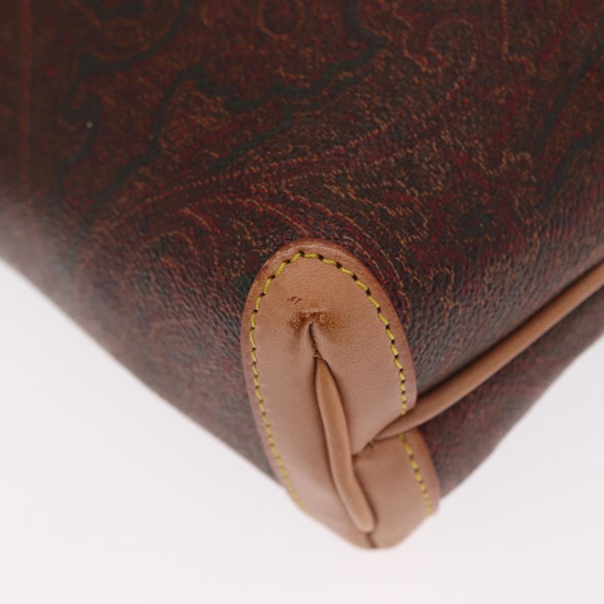 ETRO Paisley Shoulder Bag Leather Bordeaux Gold Auth am10326