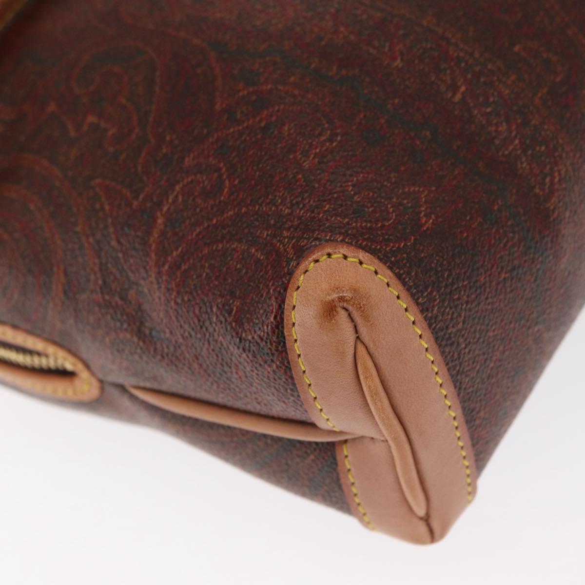 ETRO Paisley Shoulder Bag Leather Bordeaux Gold Auth am10326