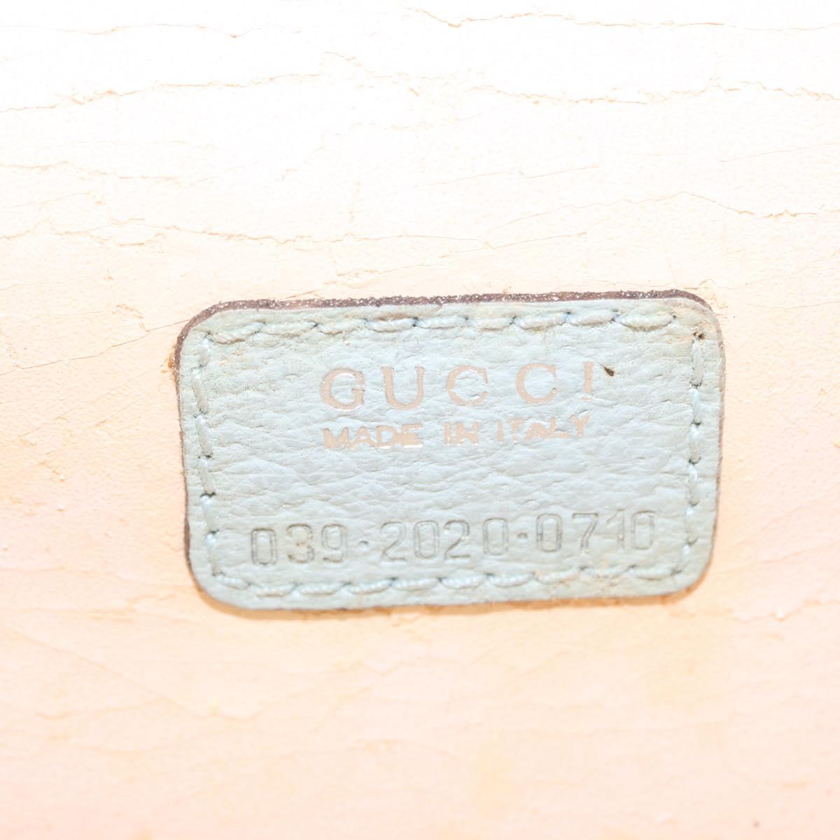 GUCCI Vanity Pouch Bag Leather Light Blue 039 2020 0710 Auth am10333