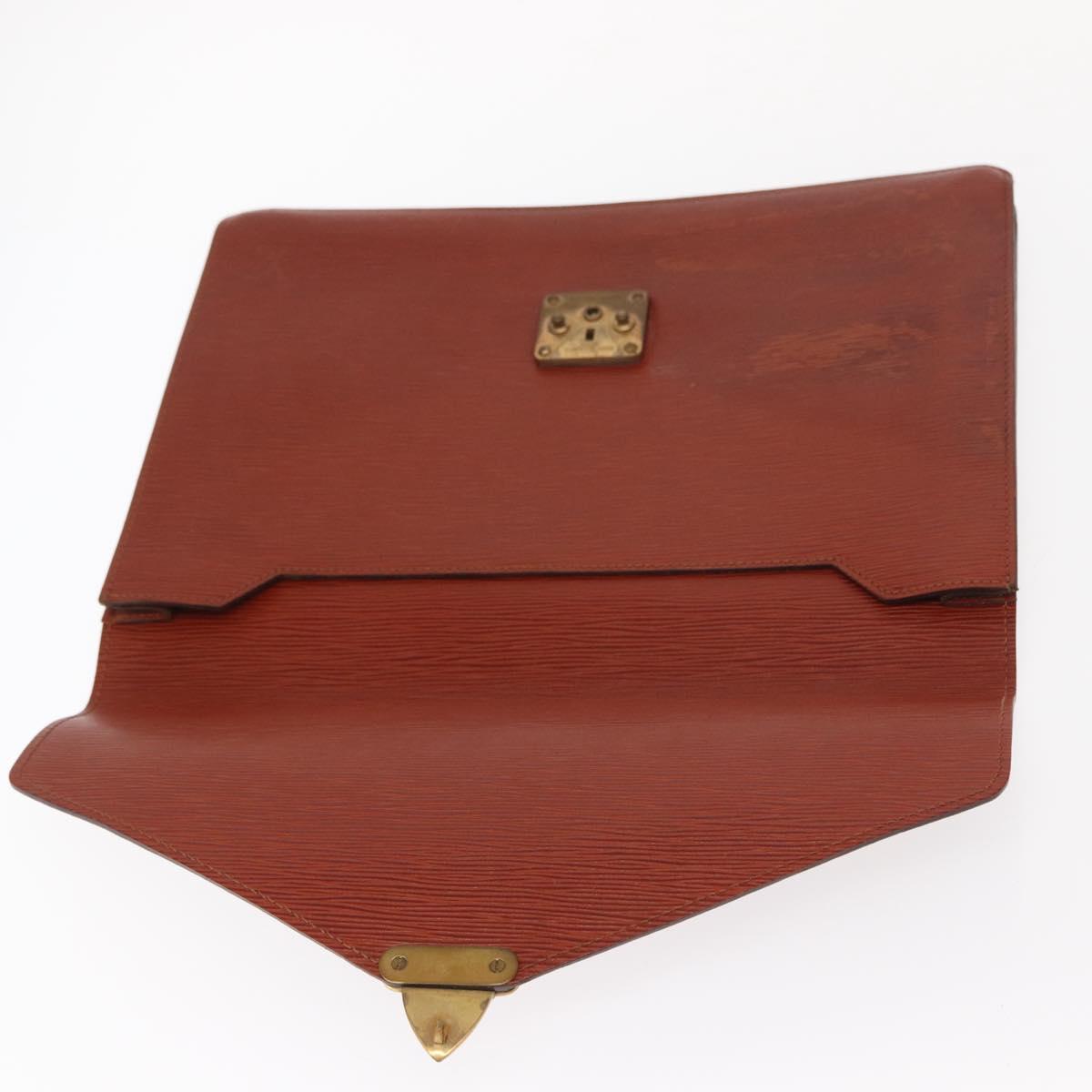 LOUIS VUITTON Epi Porte Documents Senatur Briefcase Brown M54453 LV Auth am10334