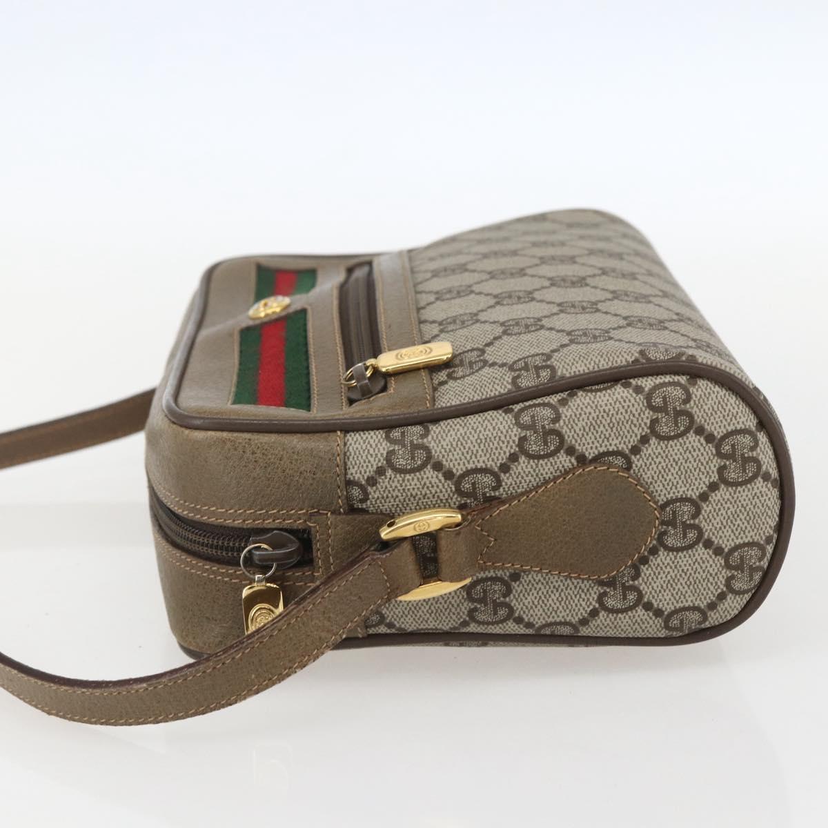 GUCCI GG Supreme Web Sherry Line Bag PVC Beige Gold 56 02 087 Auth am10340