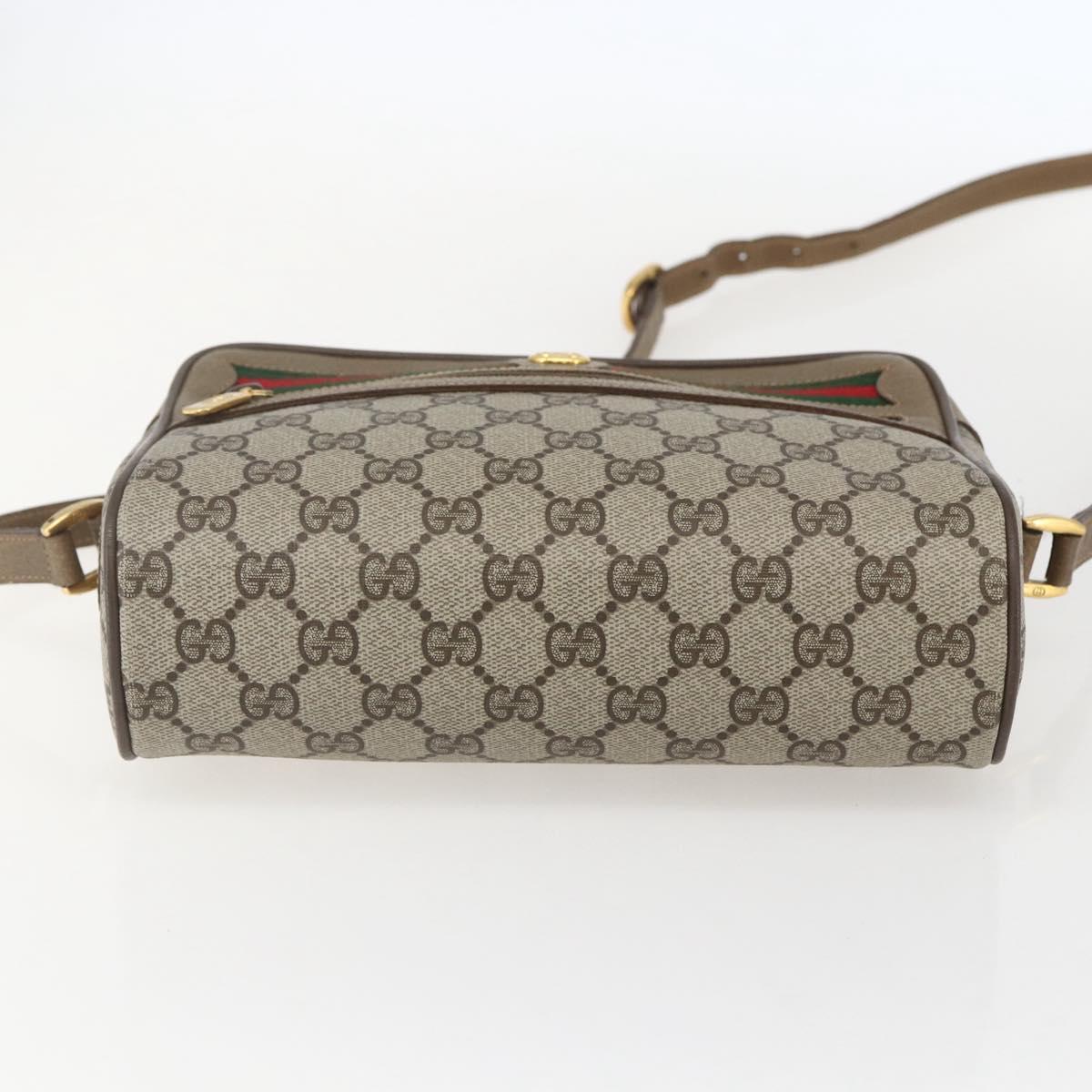 GUCCI GG Supreme Web Sherry Line Bag PVC Beige Gold 56 02 087 Auth am10340
