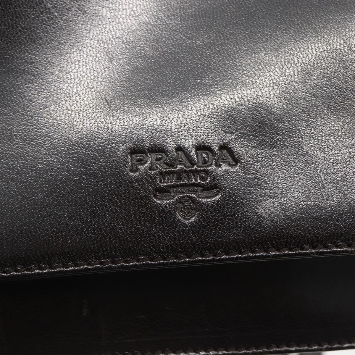 PRADA Chain Shoulder Bag Leather plastic Dark Brown Auth am10365V