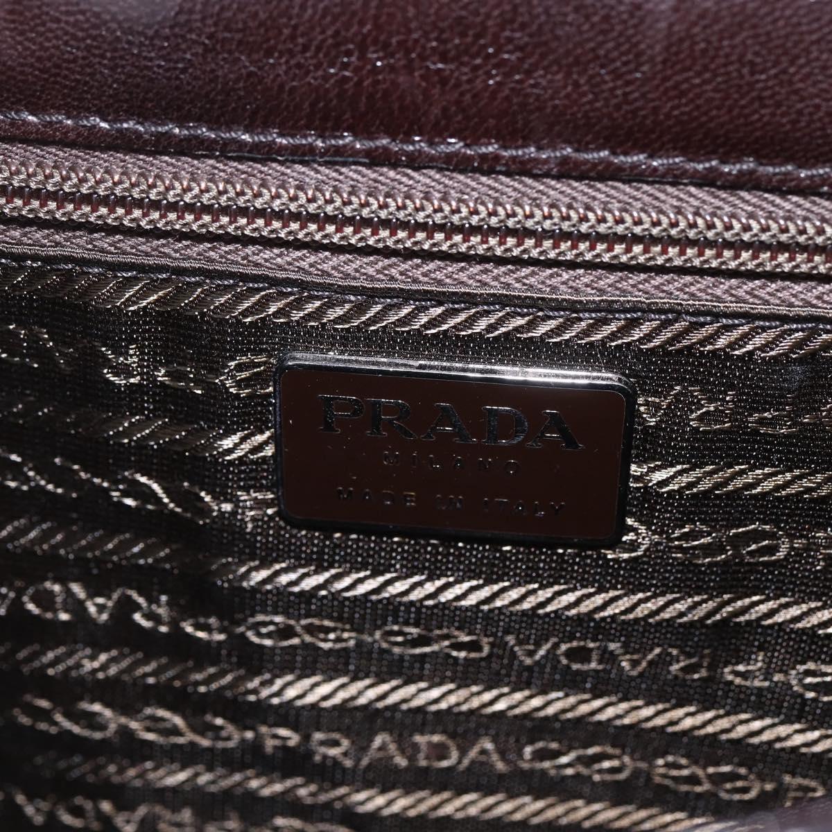 PRADA Chain Shoulder Bag Leather plastic Dark Brown Auth am10365V
