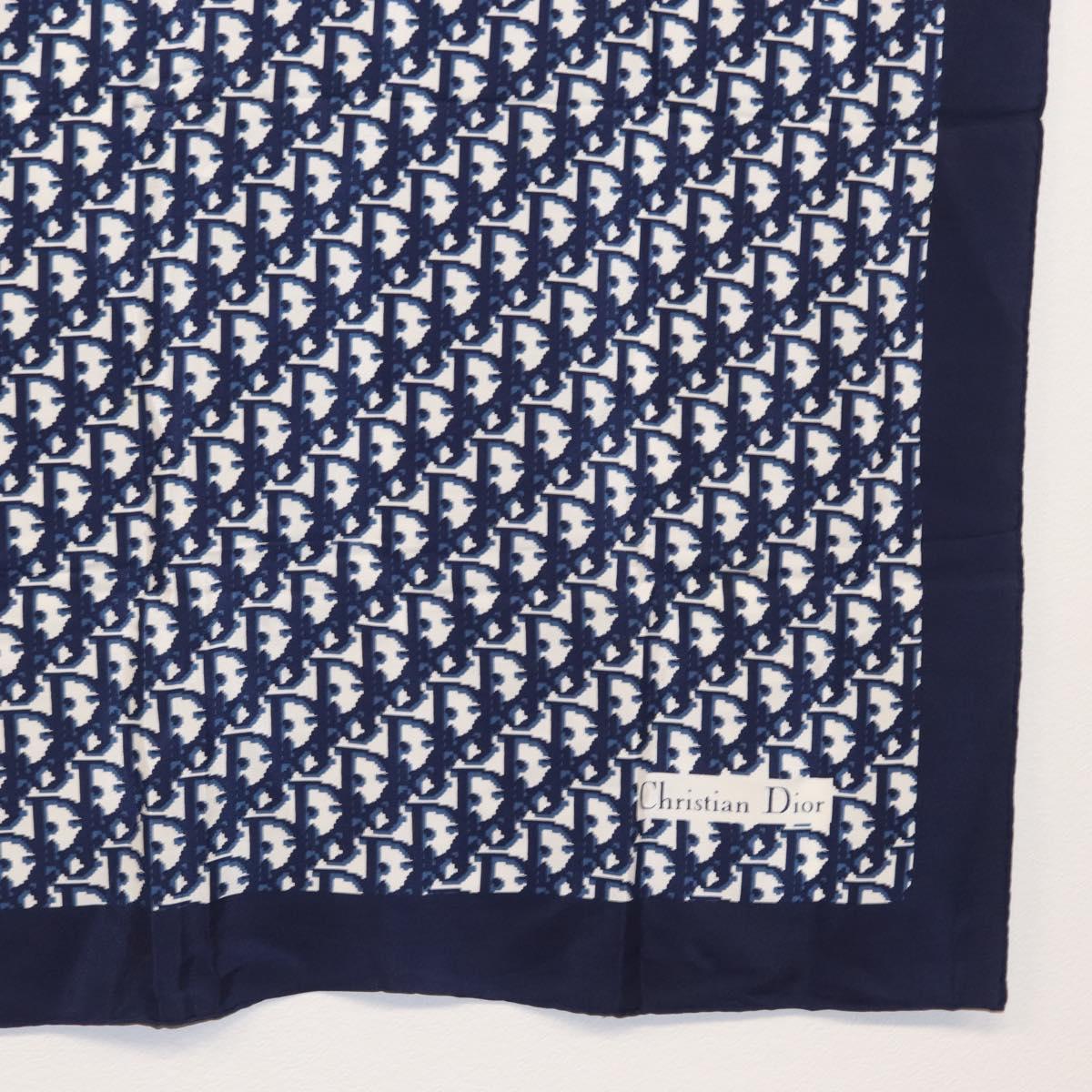Christian Dior Trotter Scarf Silk Navy Auth am10416