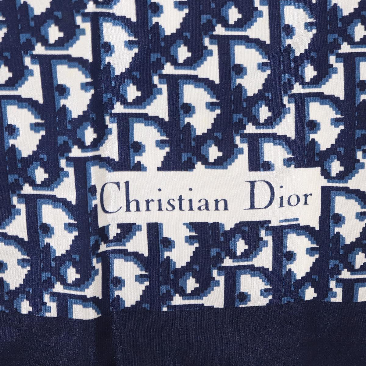 Christian Dior Trotter Scarf Silk Navy Auth am10416