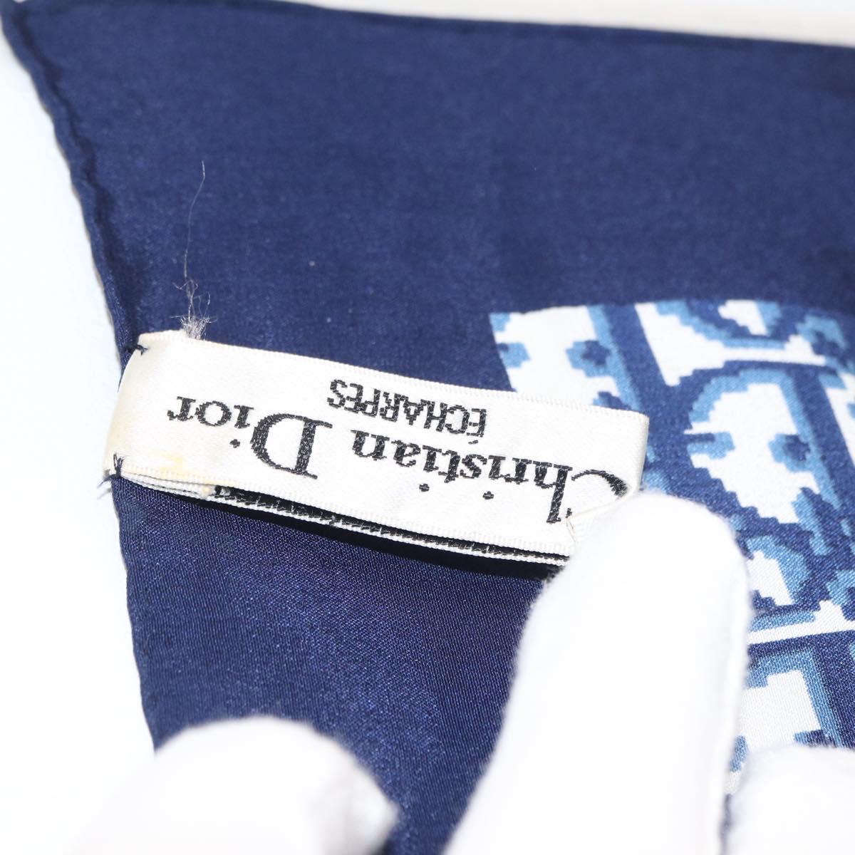 Christian Dior Trotter Scarf Silk Navy Auth am10416