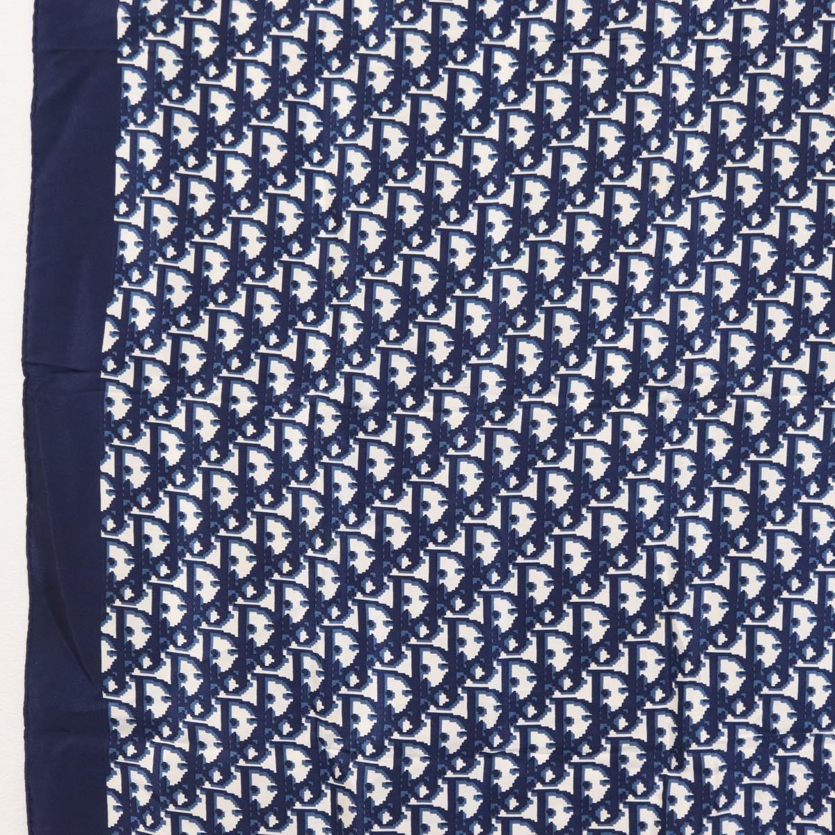 Christian Dior Trotter Scarf Silk Navy Auth am10416