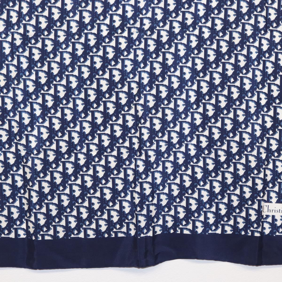 Christian Dior Trotter Scarf Silk Navy Auth am10416