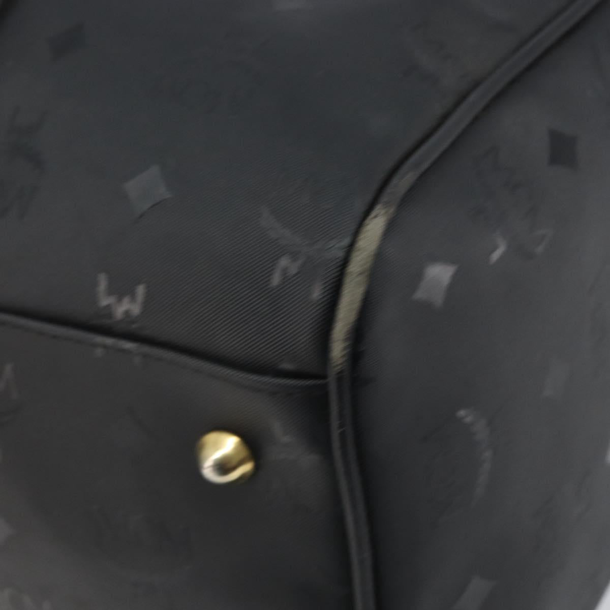 MCM Logogram Vicetos Mini Boston Bag PVC Black Gold Auth am10417