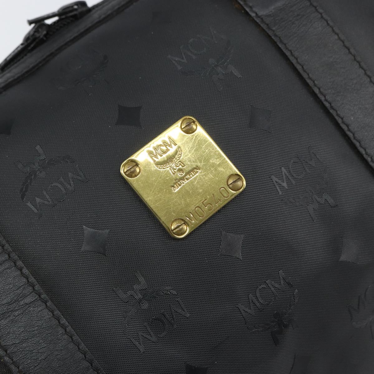 MCM Logogram Vicetos Mini Boston Bag PVC Black Gold Auth am10417