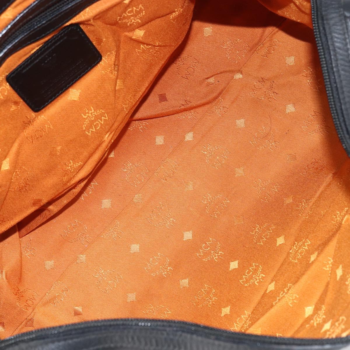 MCM Logogram Vicetos Mini Boston Bag PVC Black Gold Auth am10417