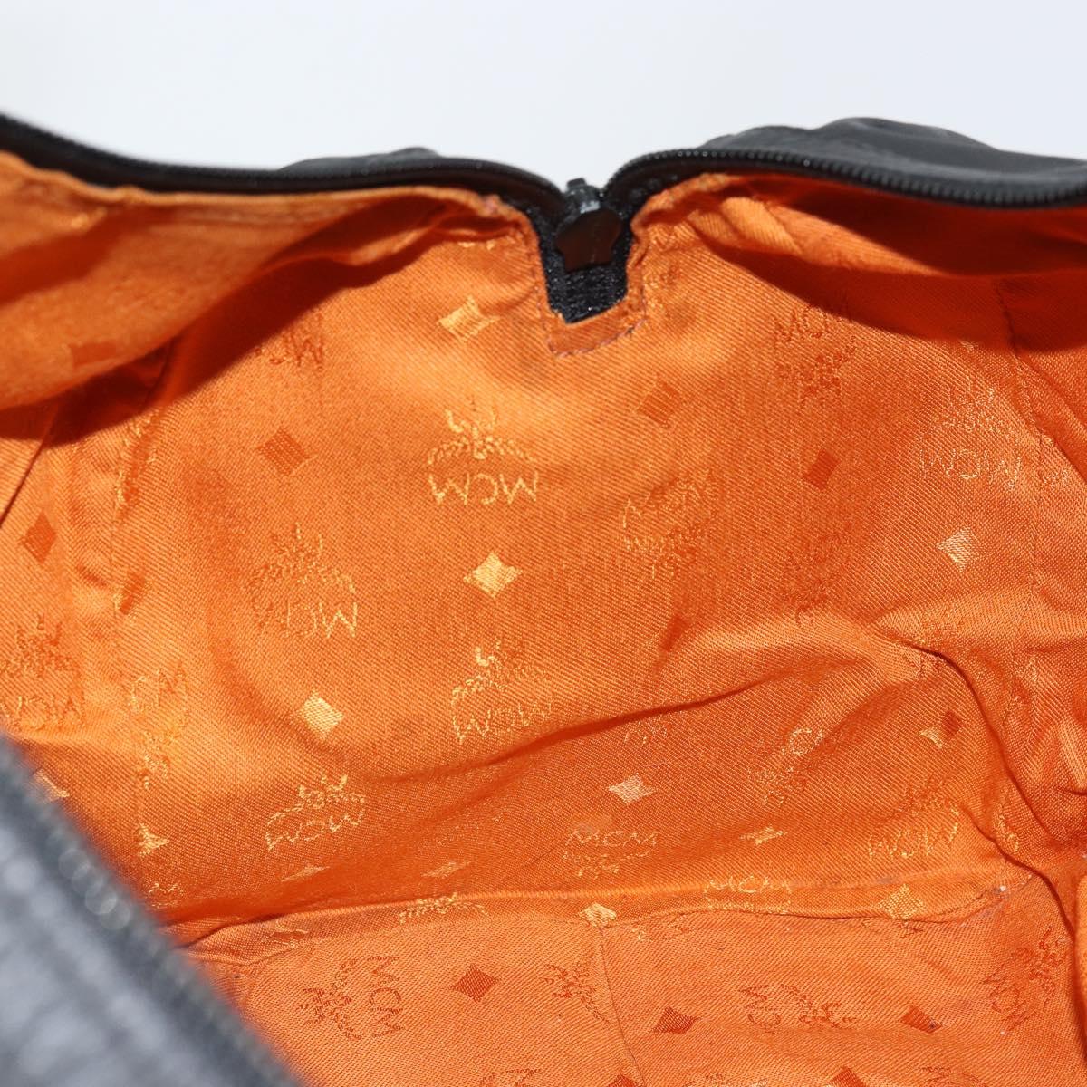 MCM Logogram Vicetos Mini Boston Bag PVC Black Gold Auth am10417