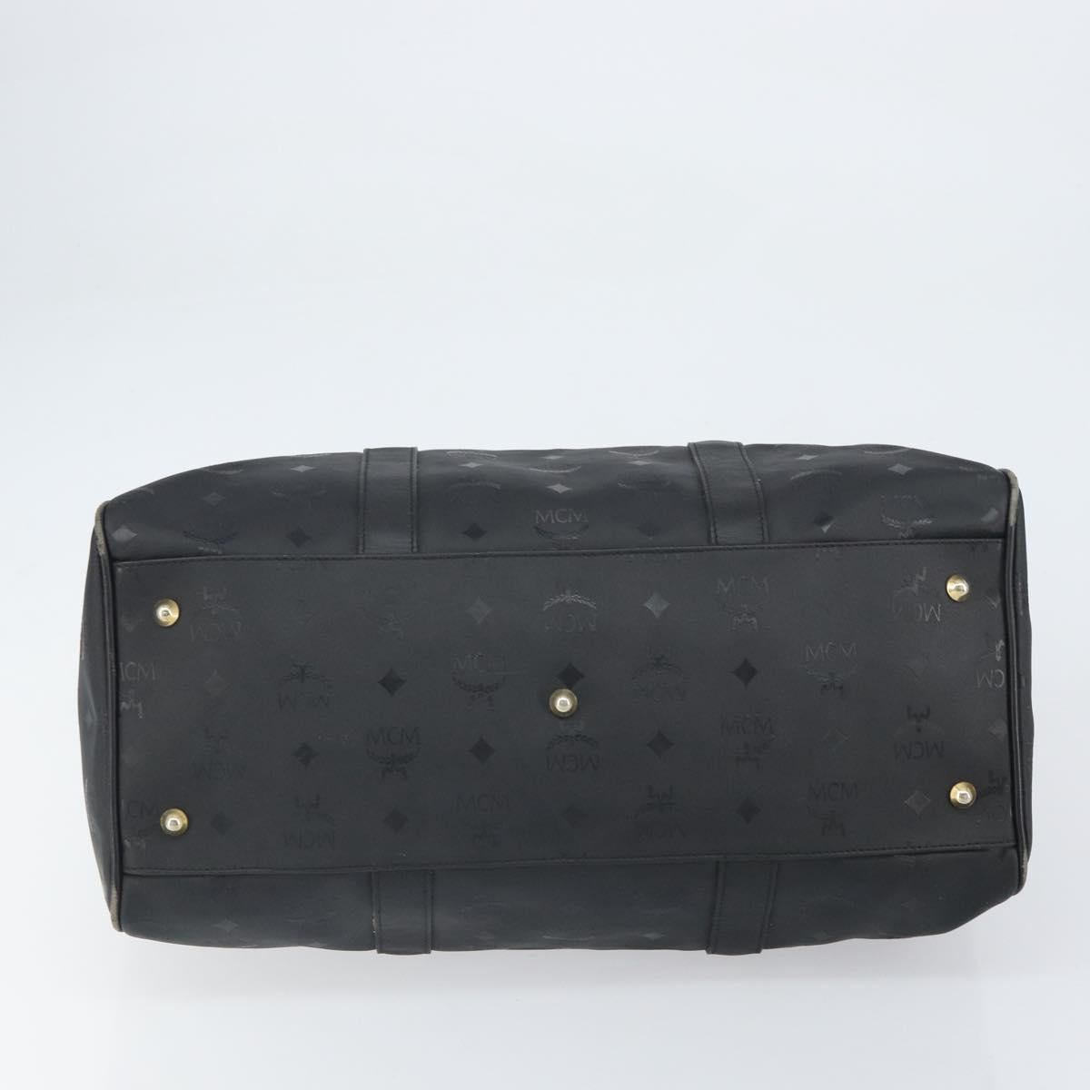 MCM Logogram Vicetos Mini Boston Bag PVC Black Gold Auth am10417