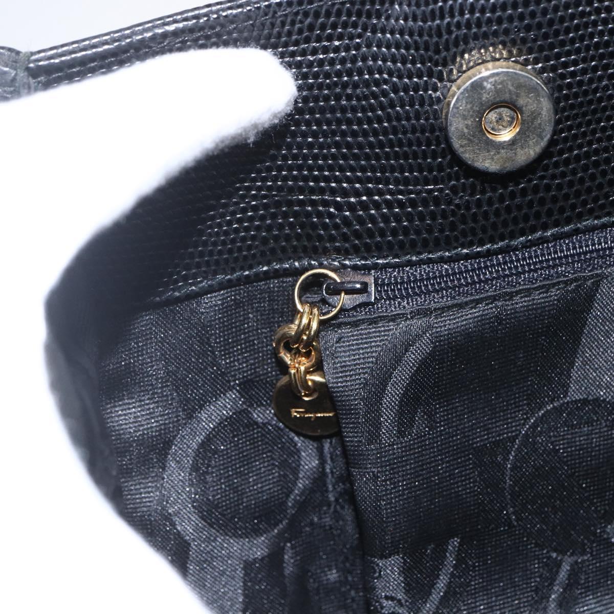 Salvatore Ferragamo Vala Tote Bag Leather Black Gold Auth am10419