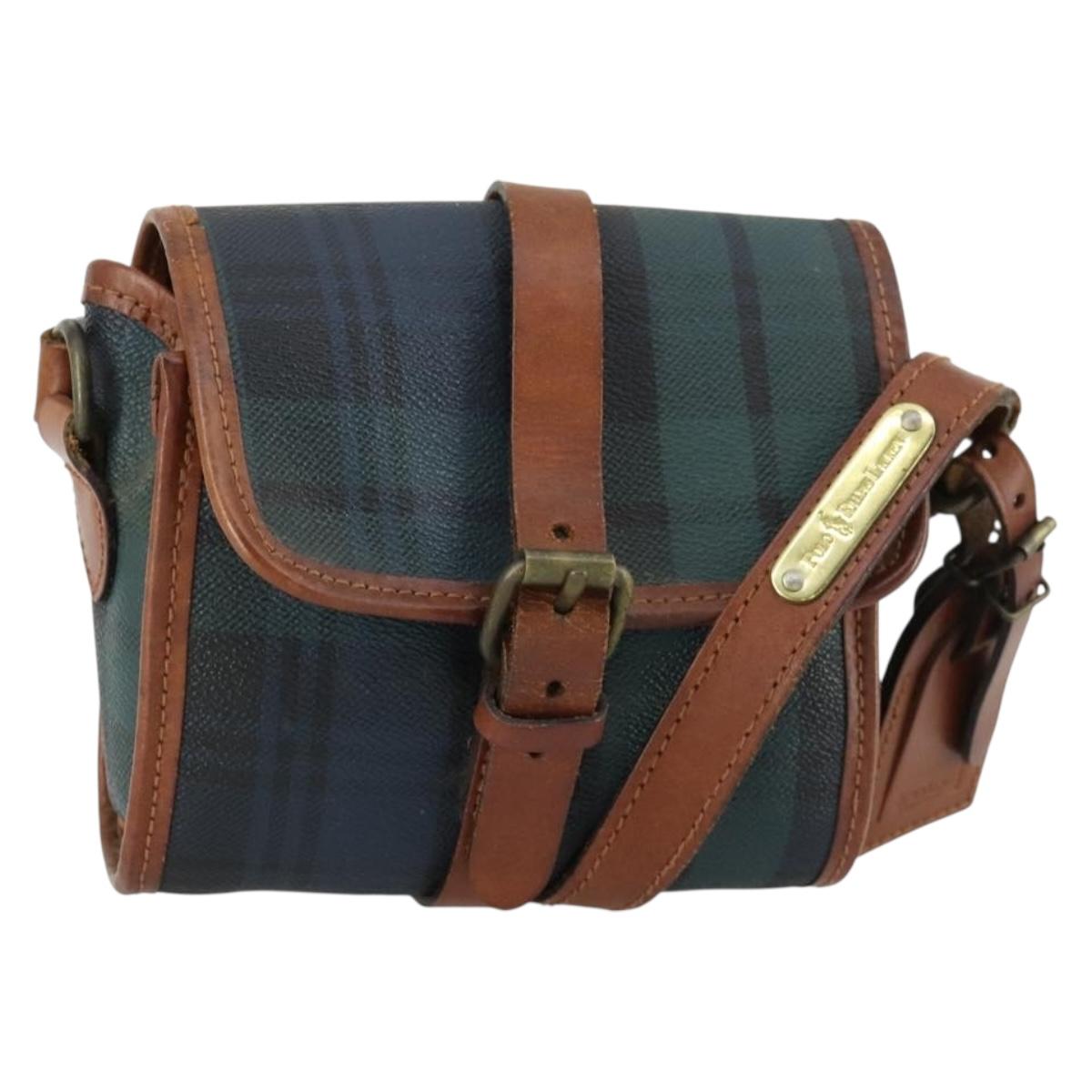 Polo Ralph Lauren Check Shoulder Bag PVC Green Auth am10430