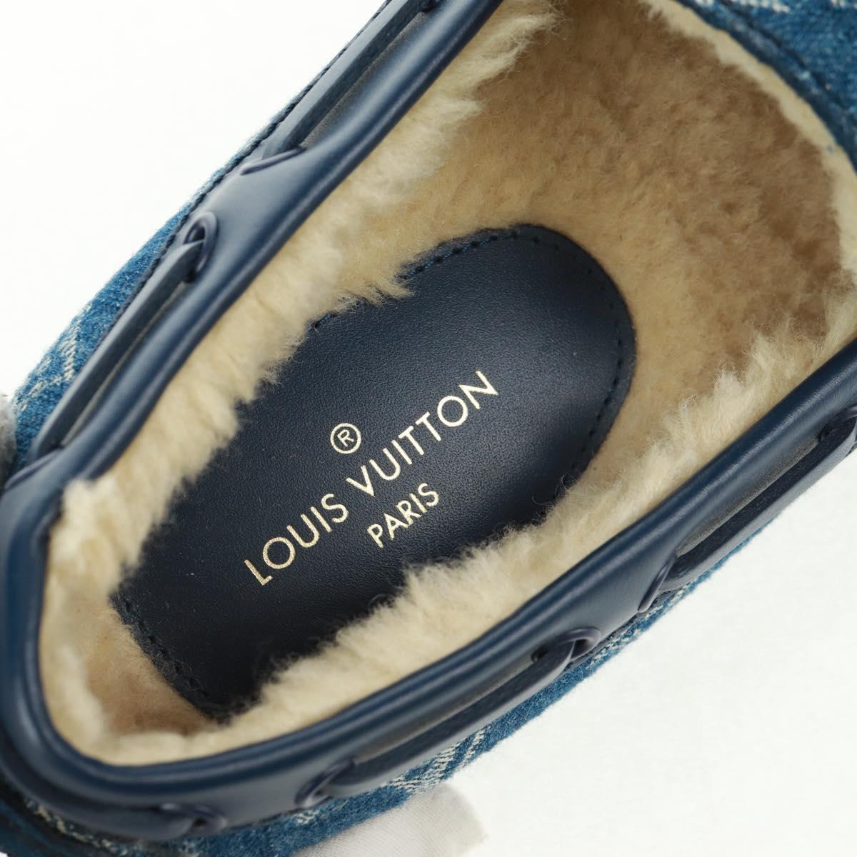 LOUIS VUITTON Arizona Line Moccasin Loafers Denim shoes 6 1/2 Blue Auth am10436V