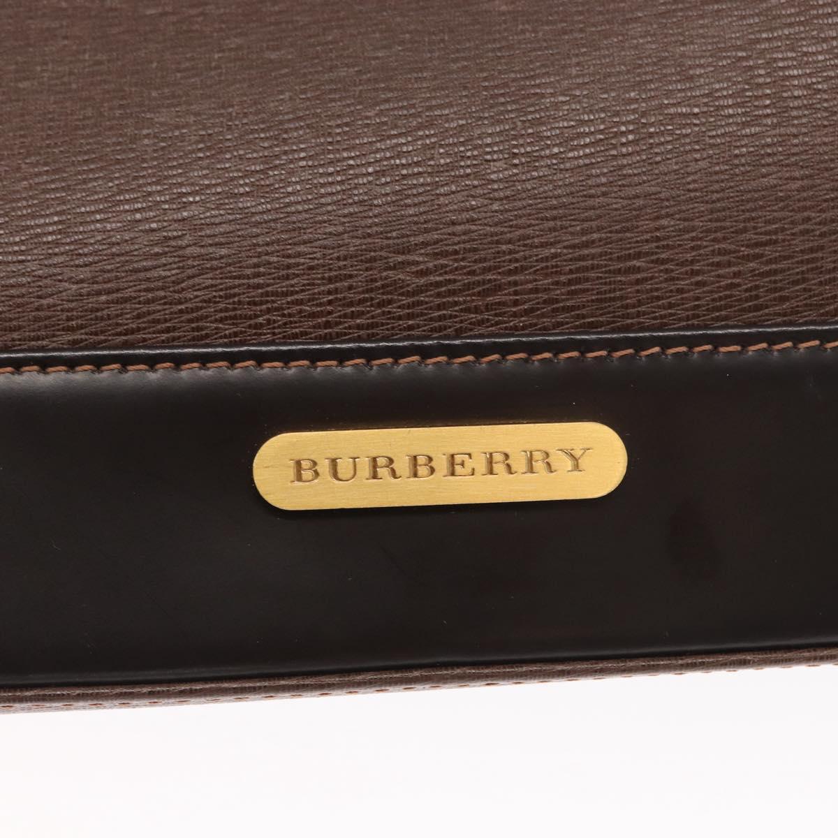 BURBERRY Shoulder Bag Leather Brown Gold Auth am10439