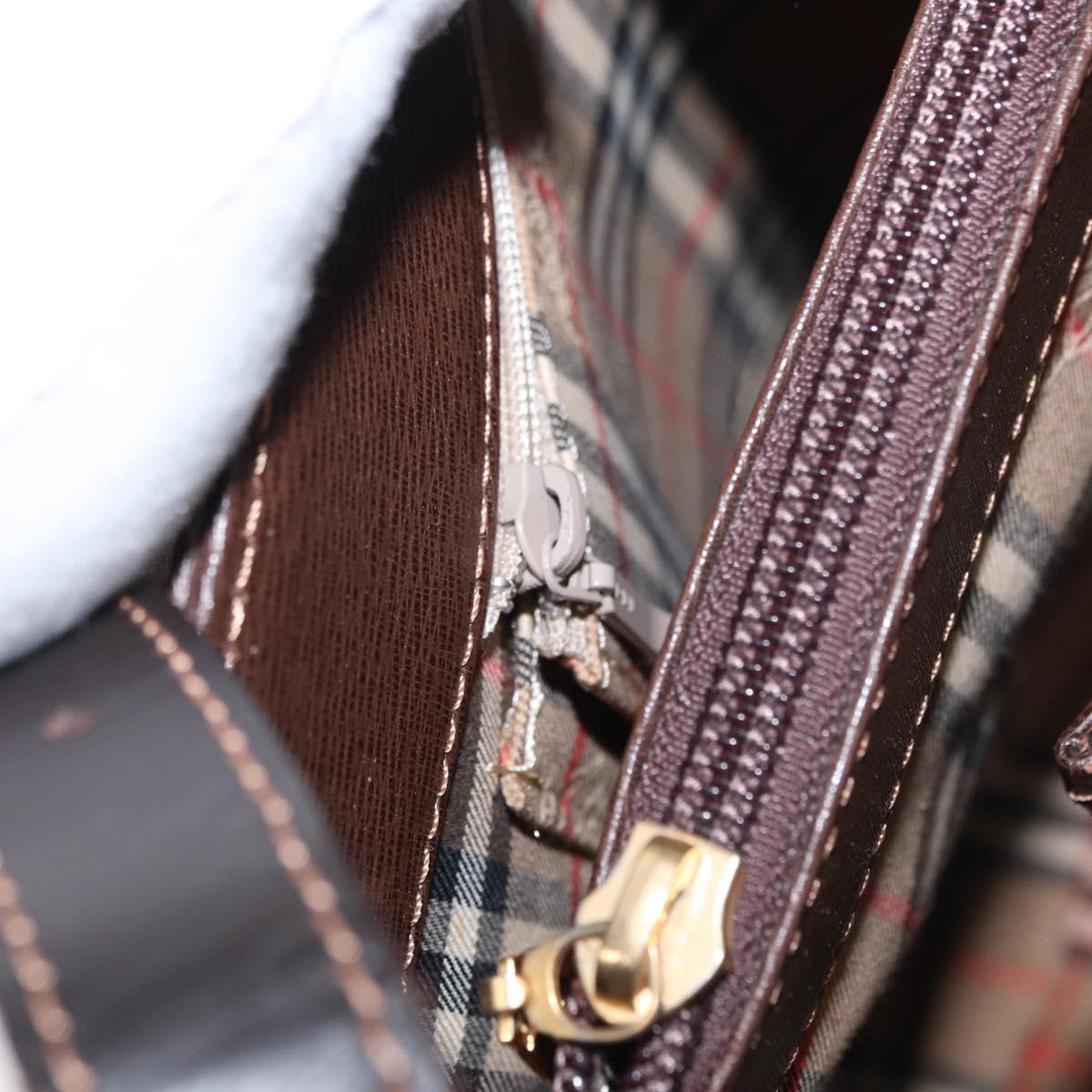 BURBERRY Shoulder Bag Leather Brown Gold Auth am10439