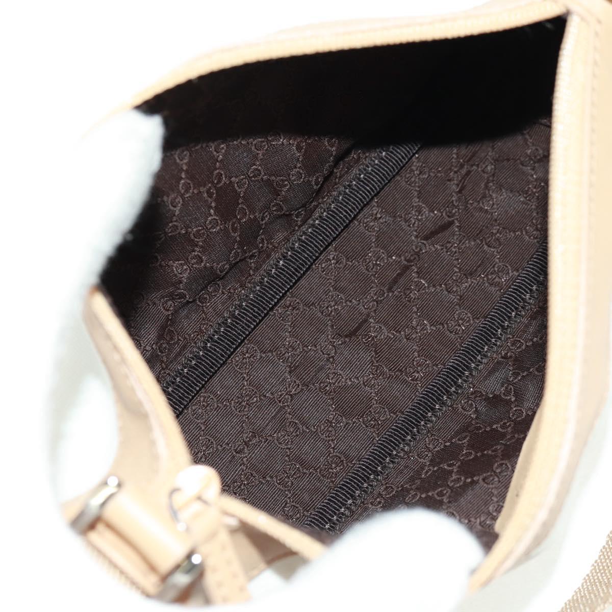 GUCCI Accessory Pouch Canvas Leather Beige Silver 92820 Auth am10445V