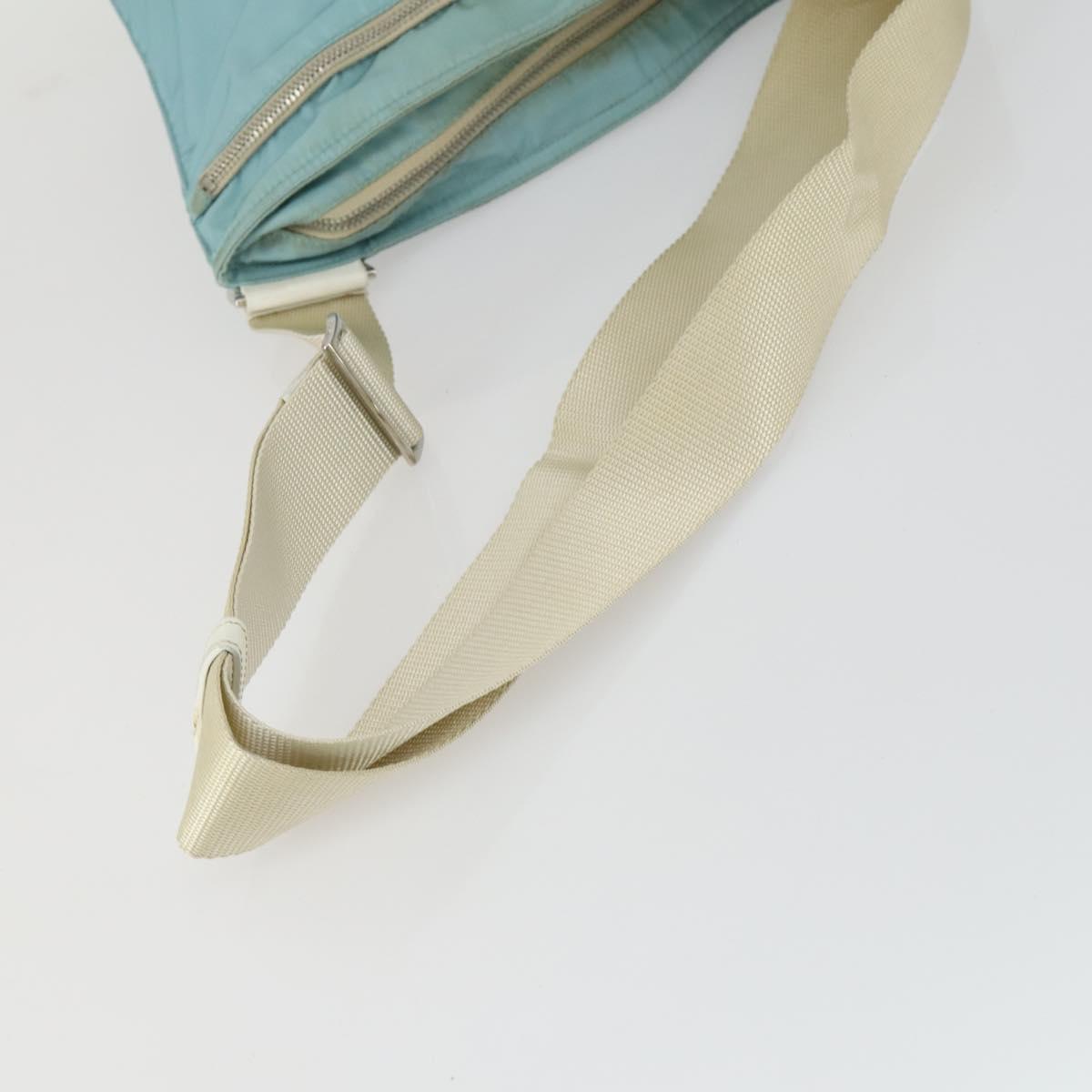PRADA Shoulder Bag Nylon Light Blue Silver Auth am10448