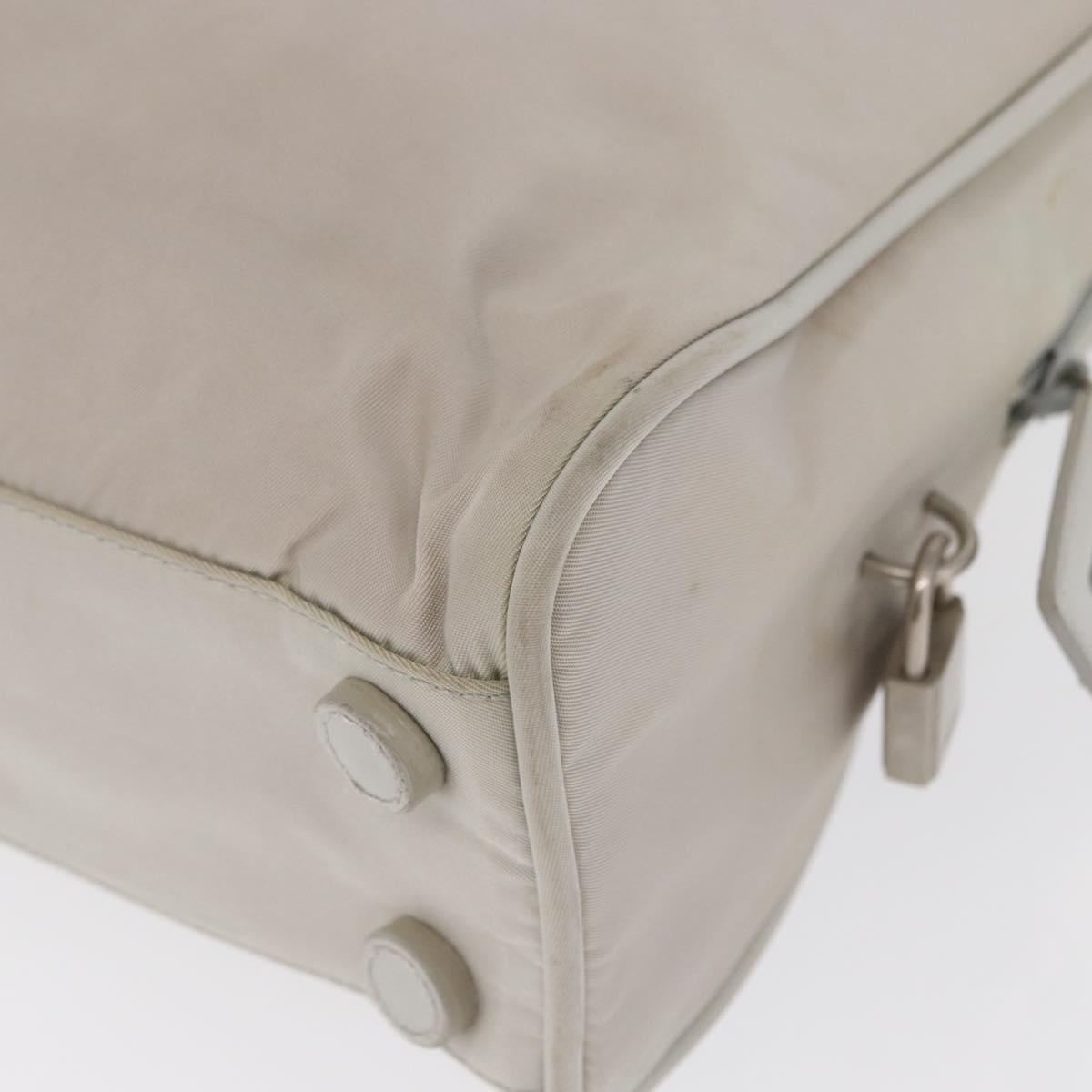 PRADA Tote Bag Nylon White Silver Auth am10449