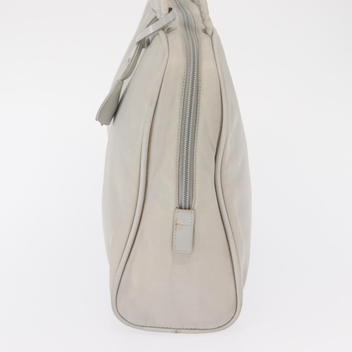 PRADA Tote Bag Nylon White Silver Auth am10449