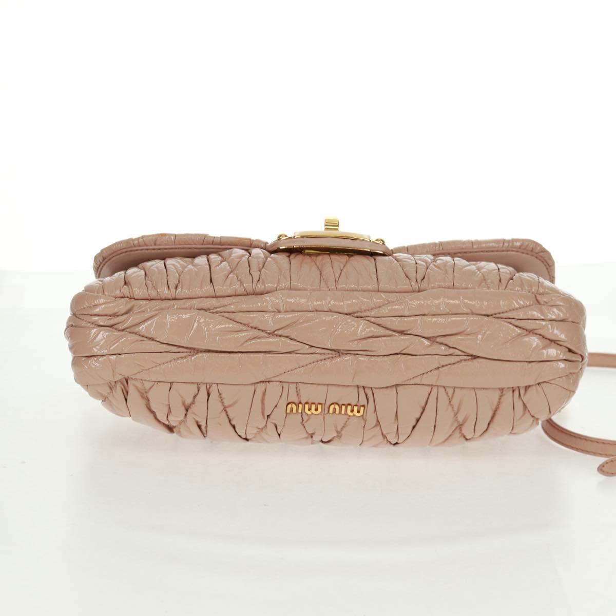 Miu Miu Hand Bag Patent leather 2way Pink Gold Auth am10466V