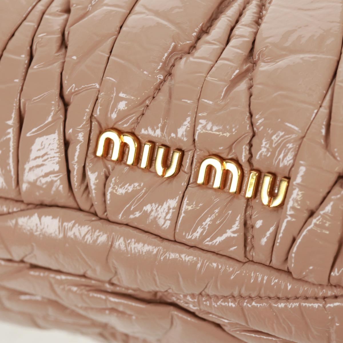 Miu Miu Hand Bag Patent leather 2way Pink Gold Auth am10466V