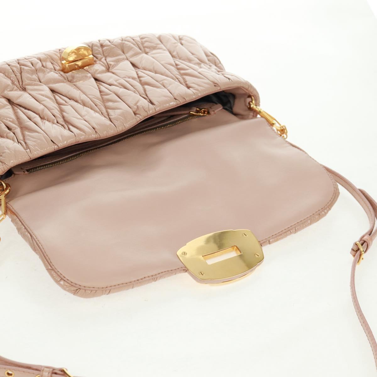 Miu Miu Hand Bag Patent leather 2way Pink Gold Auth am10466V