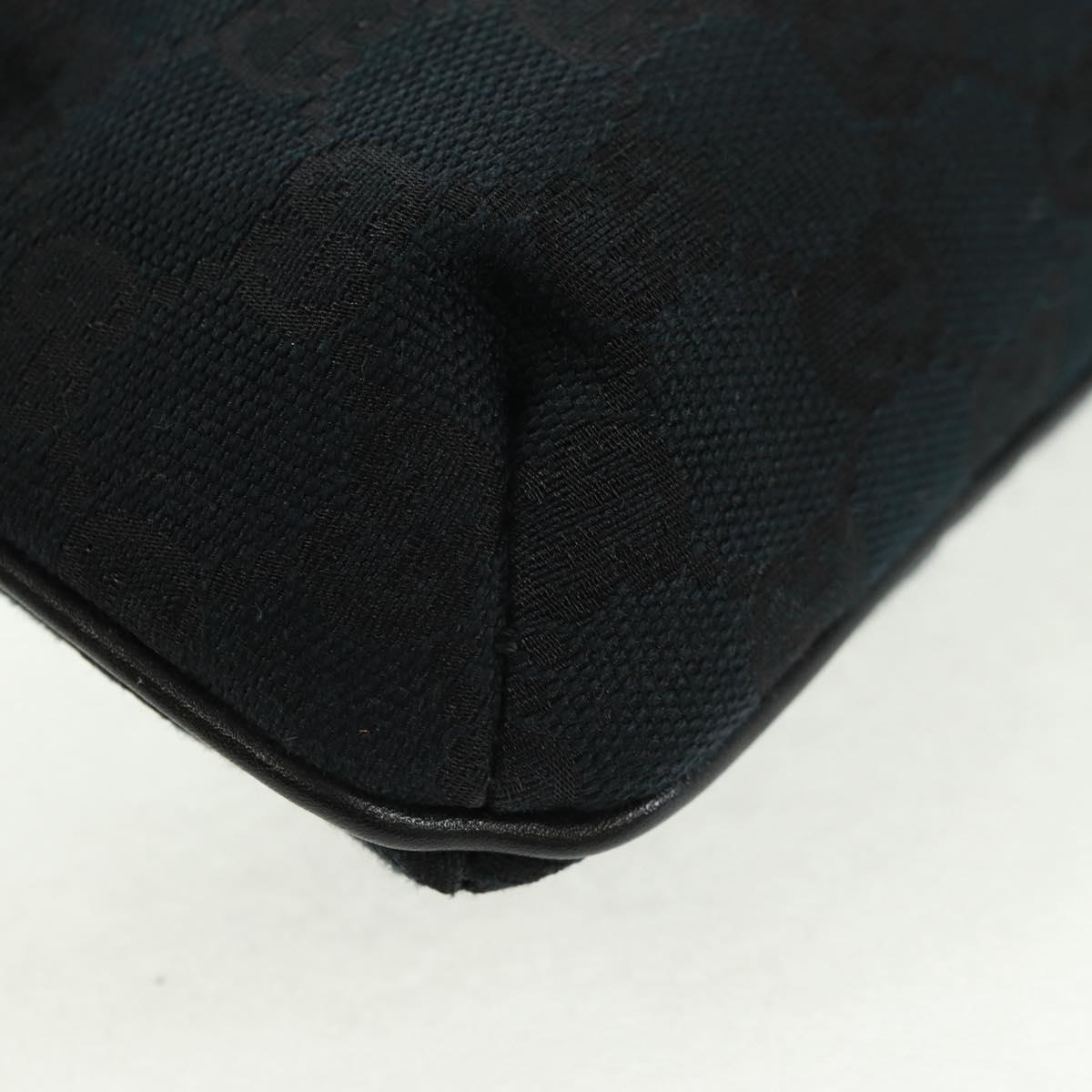 GUCCI GG Canvas Web Sherry Line Accessory Pouch Black Gold 191184 Auth am10471V