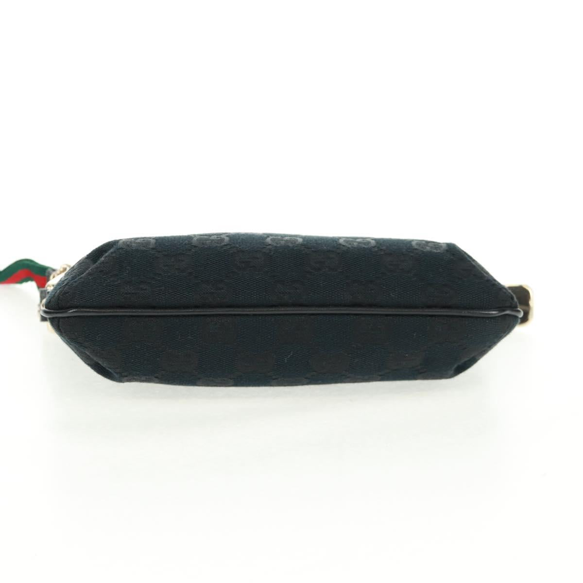 GUCCI GG Canvas Web Sherry Line Accessory Pouch Black Gold 191184 Auth am10471V