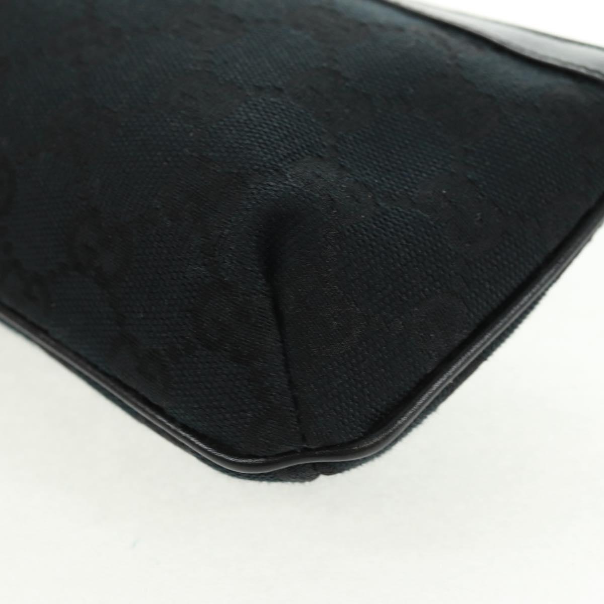 GUCCI GG Canvas Web Sherry Line Accessory Pouch Black Gold 191184 Auth am10471V