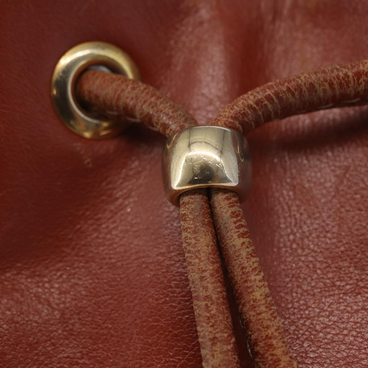 SAINT LAURENT purse Shoulder Bag Leather Brown Gold Auth am10475