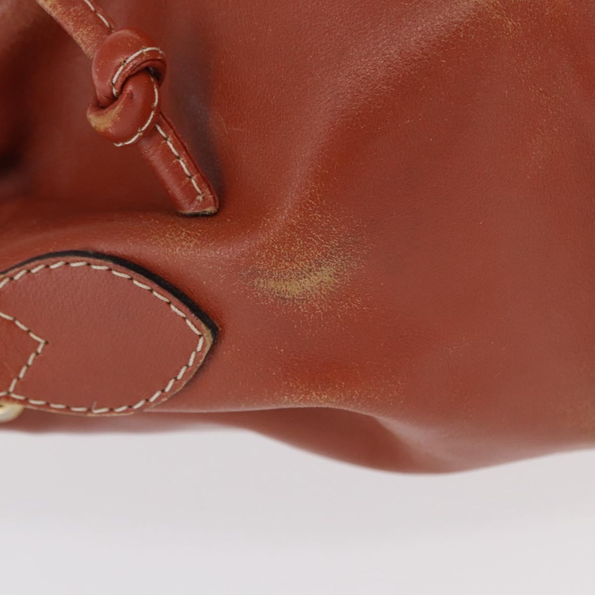SAINT LAURENT purse Shoulder Bag Leather Brown Gold Auth am10475