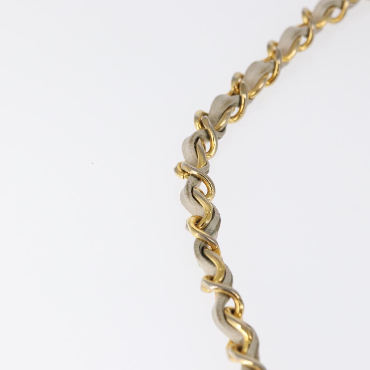 CHANEL Matelasse Turn Lock Chain Bag Lamb Skin White Gold CC Auth am10500