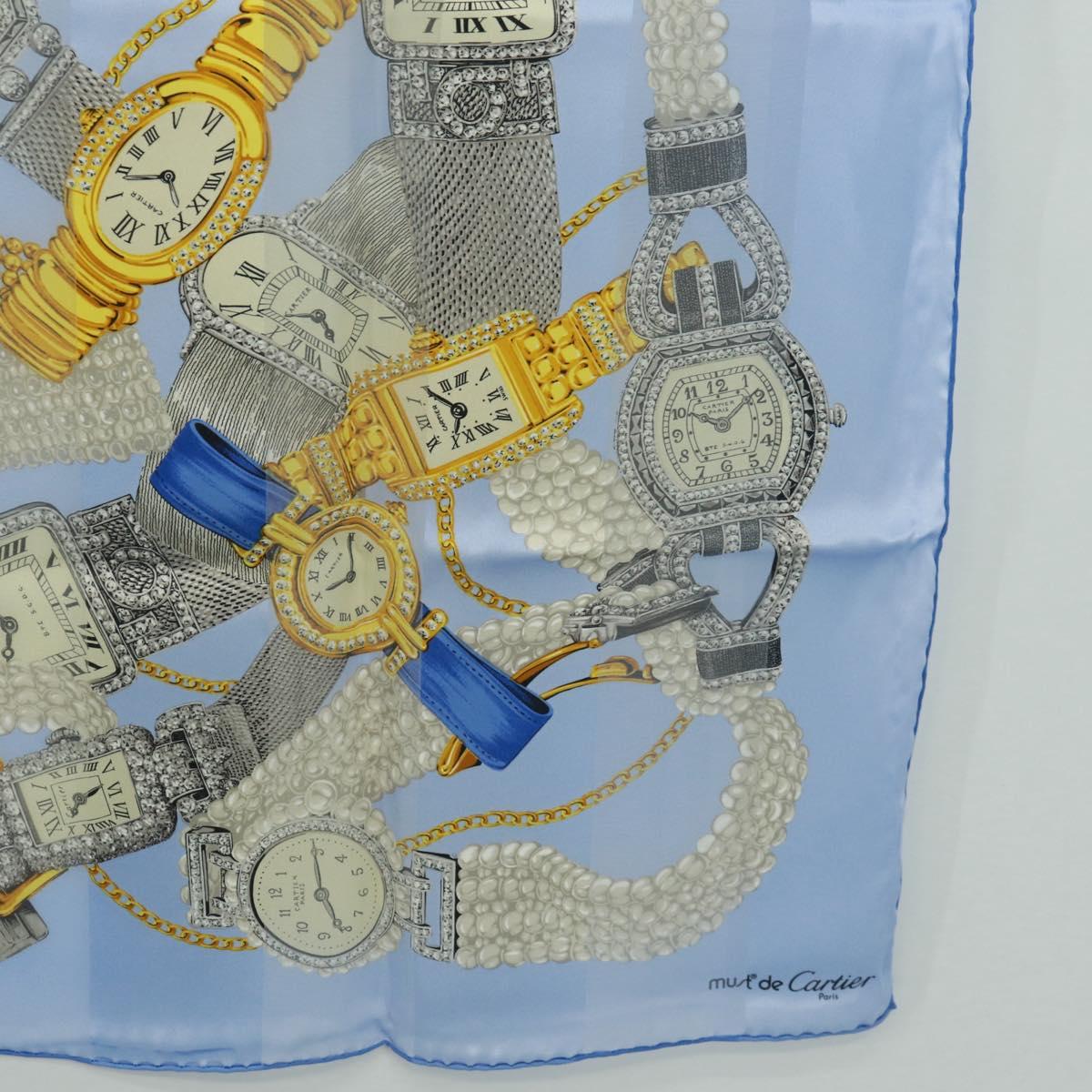 CARTIER Scarf Silk Blue Auth am10502V
