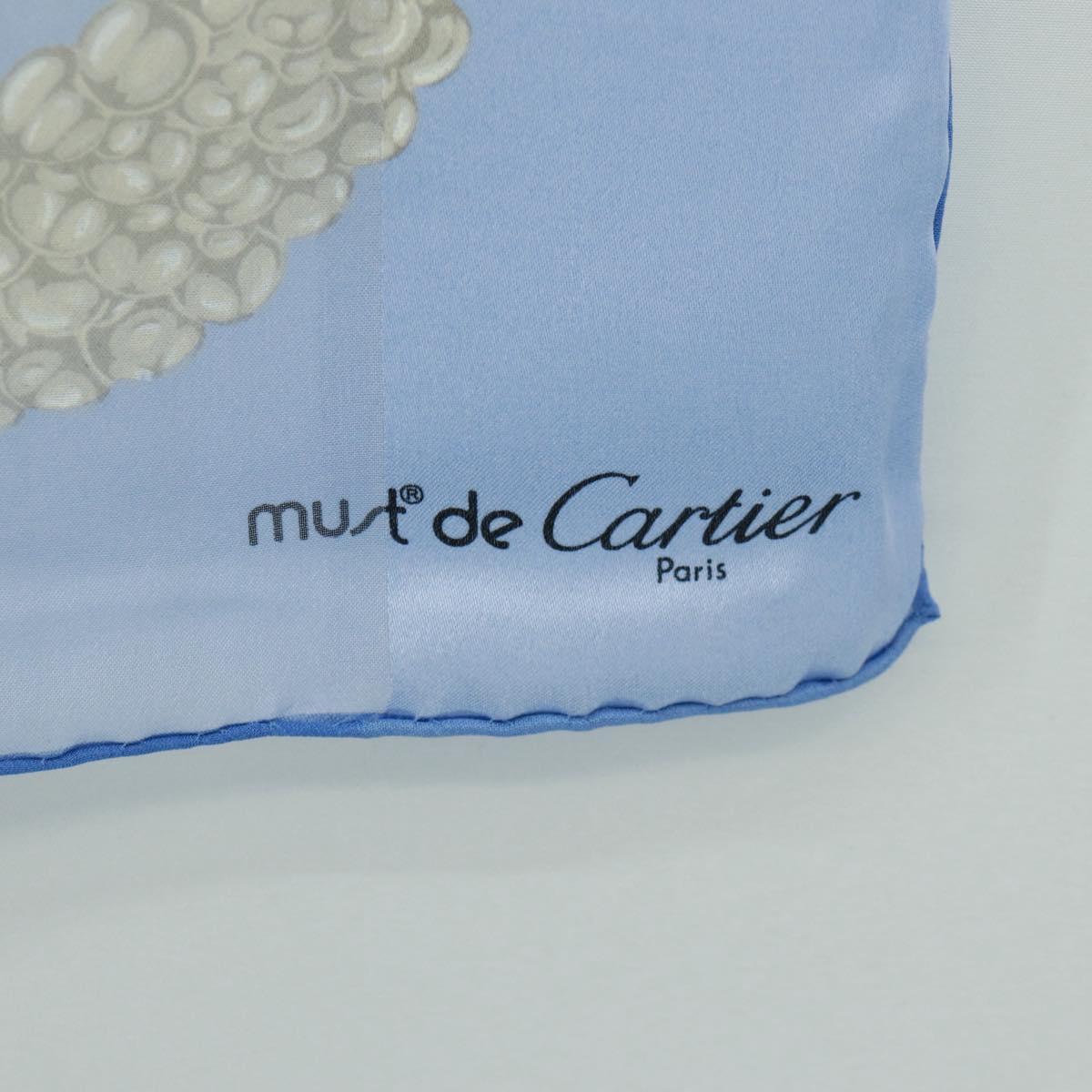 CARTIER Scarf Silk Blue Auth am10502V