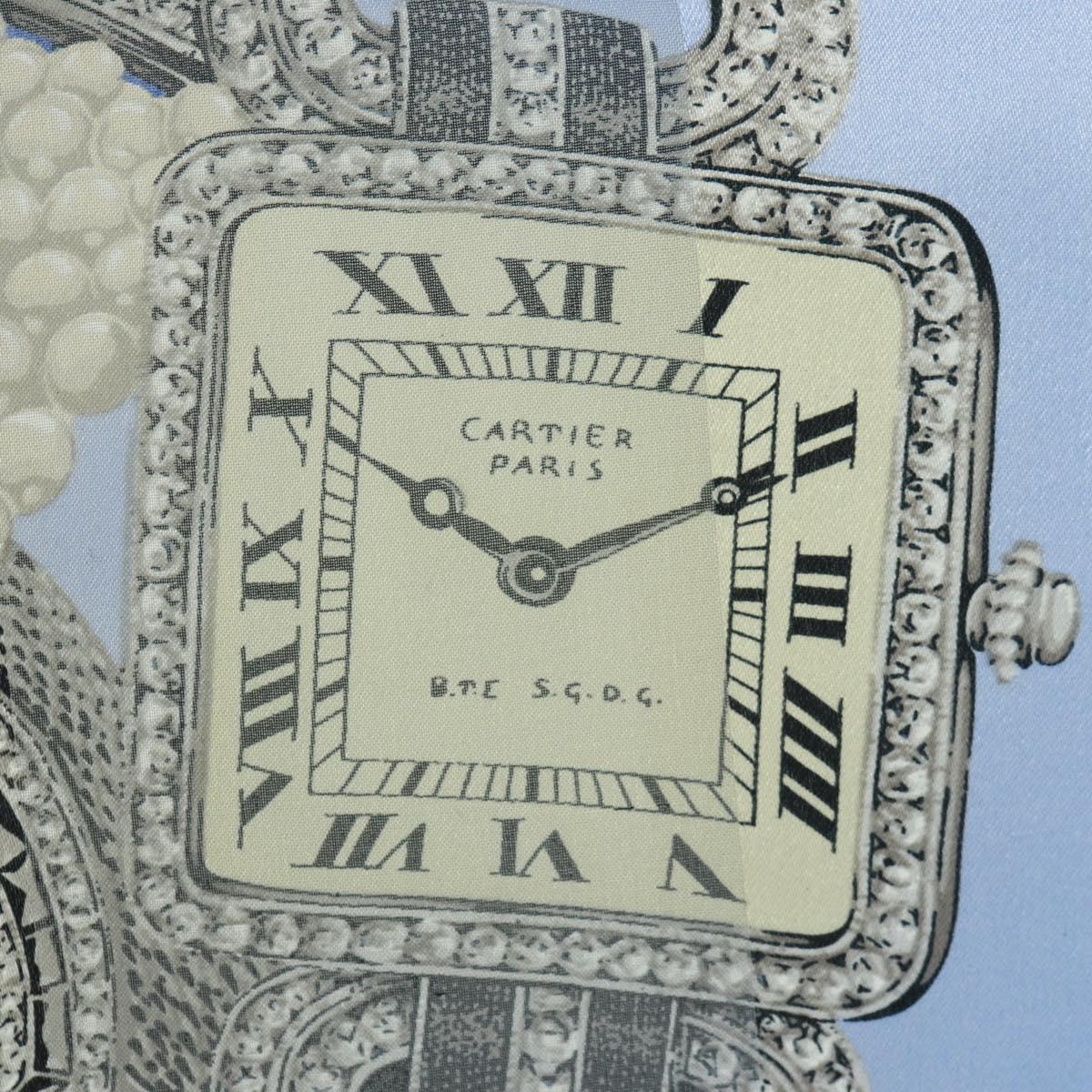 CARTIER Scarf Silk Blue Auth am10502V