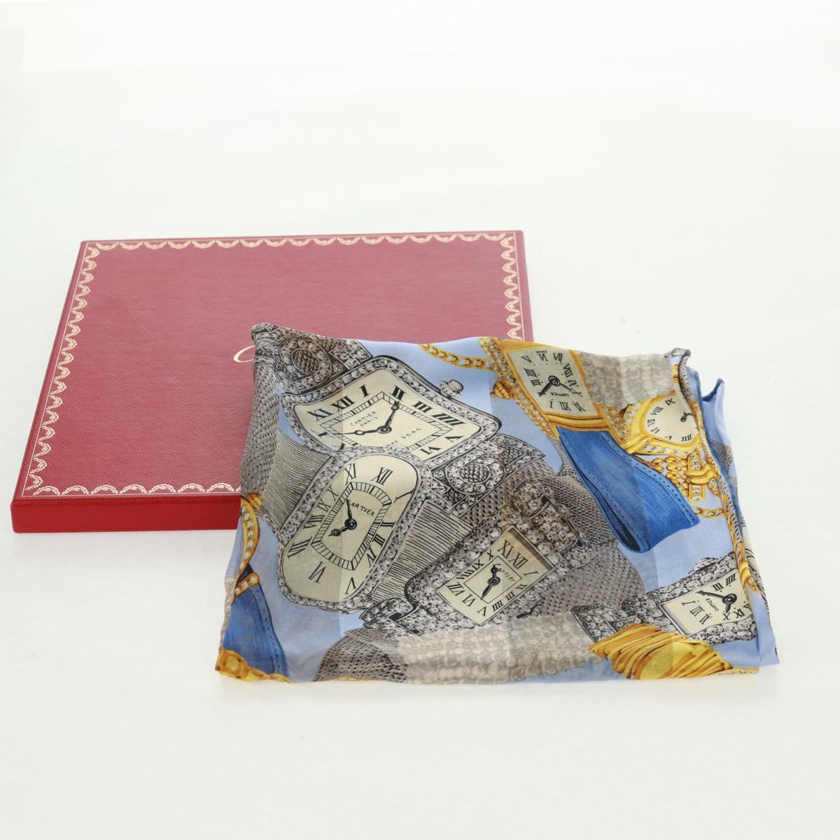 CARTIER Scarf Silk Blue Auth am10502V