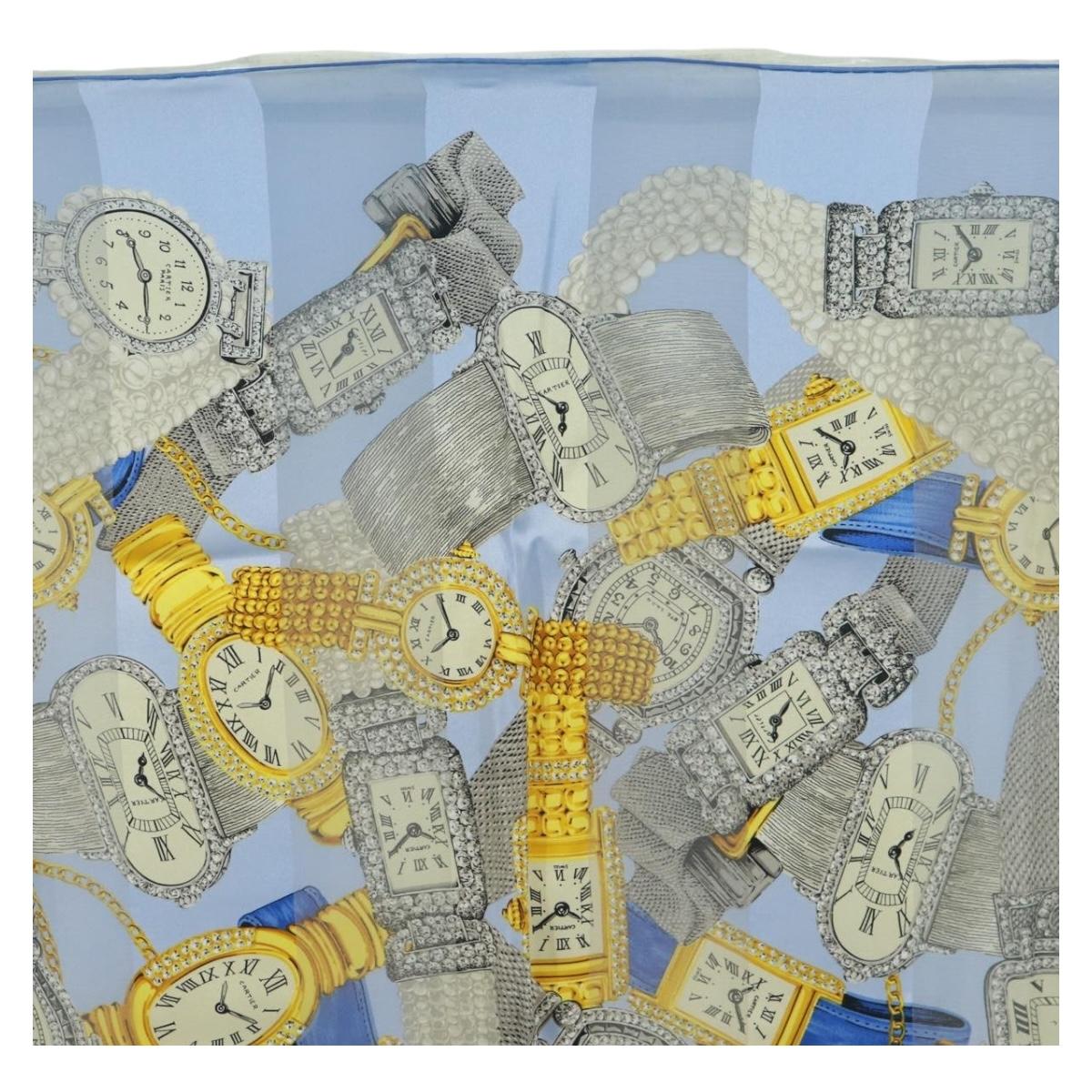 CARTIER Scarf Silk Blue Auth am10502V