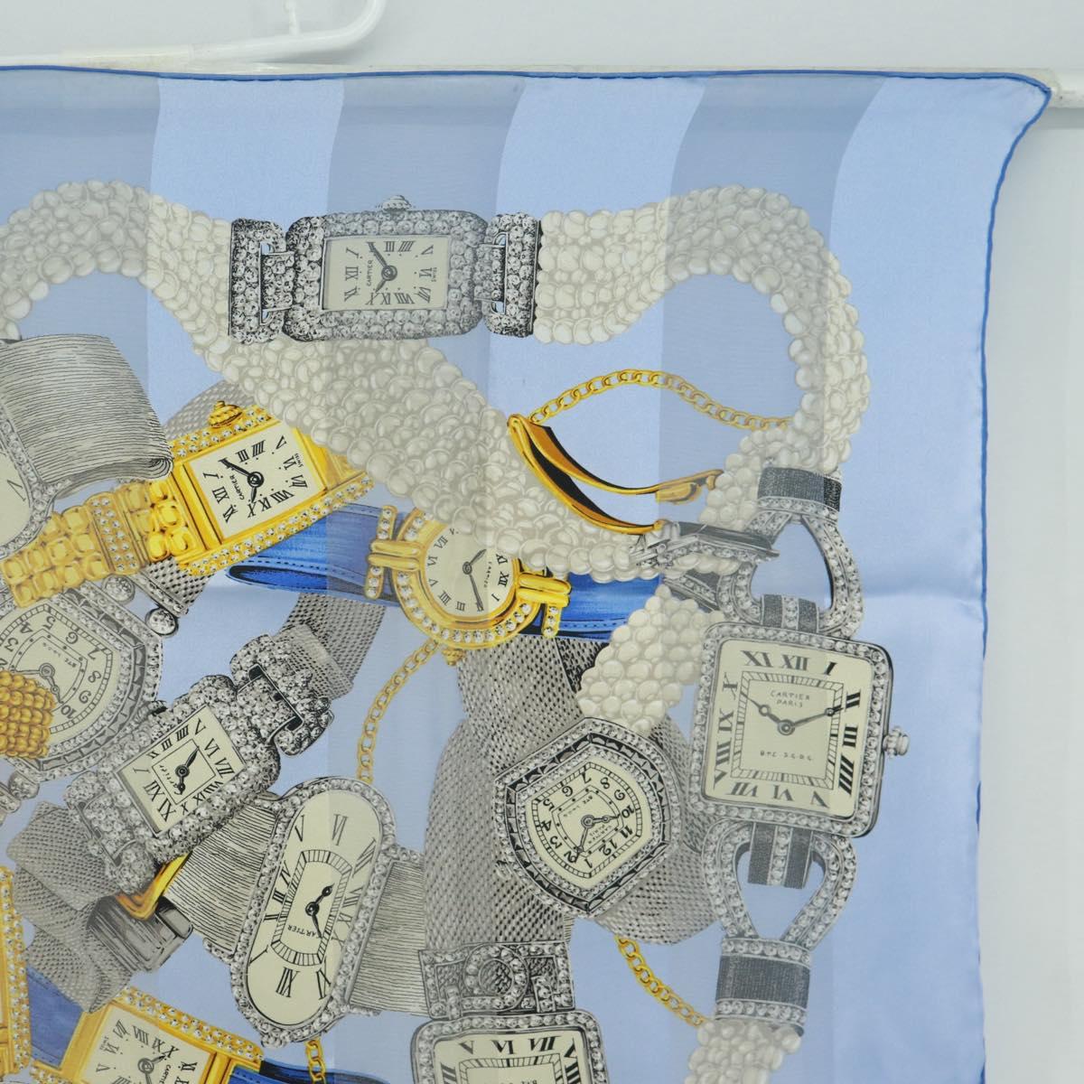 CARTIER Scarf Silk Blue Auth am10502V