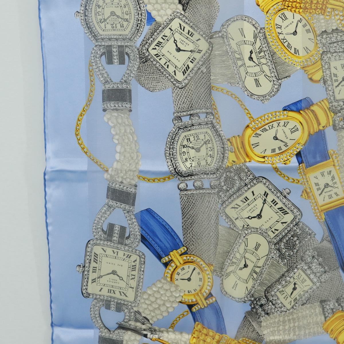 CARTIER Scarf Silk Blue Auth am10502V