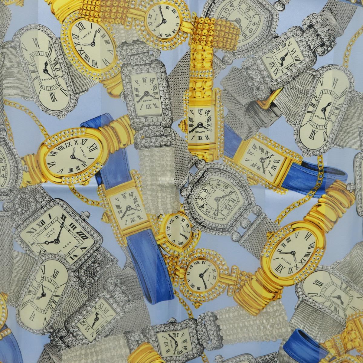 CARTIER Scarf Silk Blue Auth am10502V