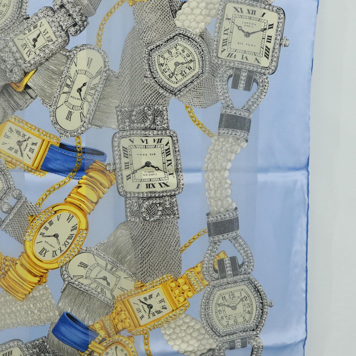 CARTIER Scarf Silk Blue Auth am10502V