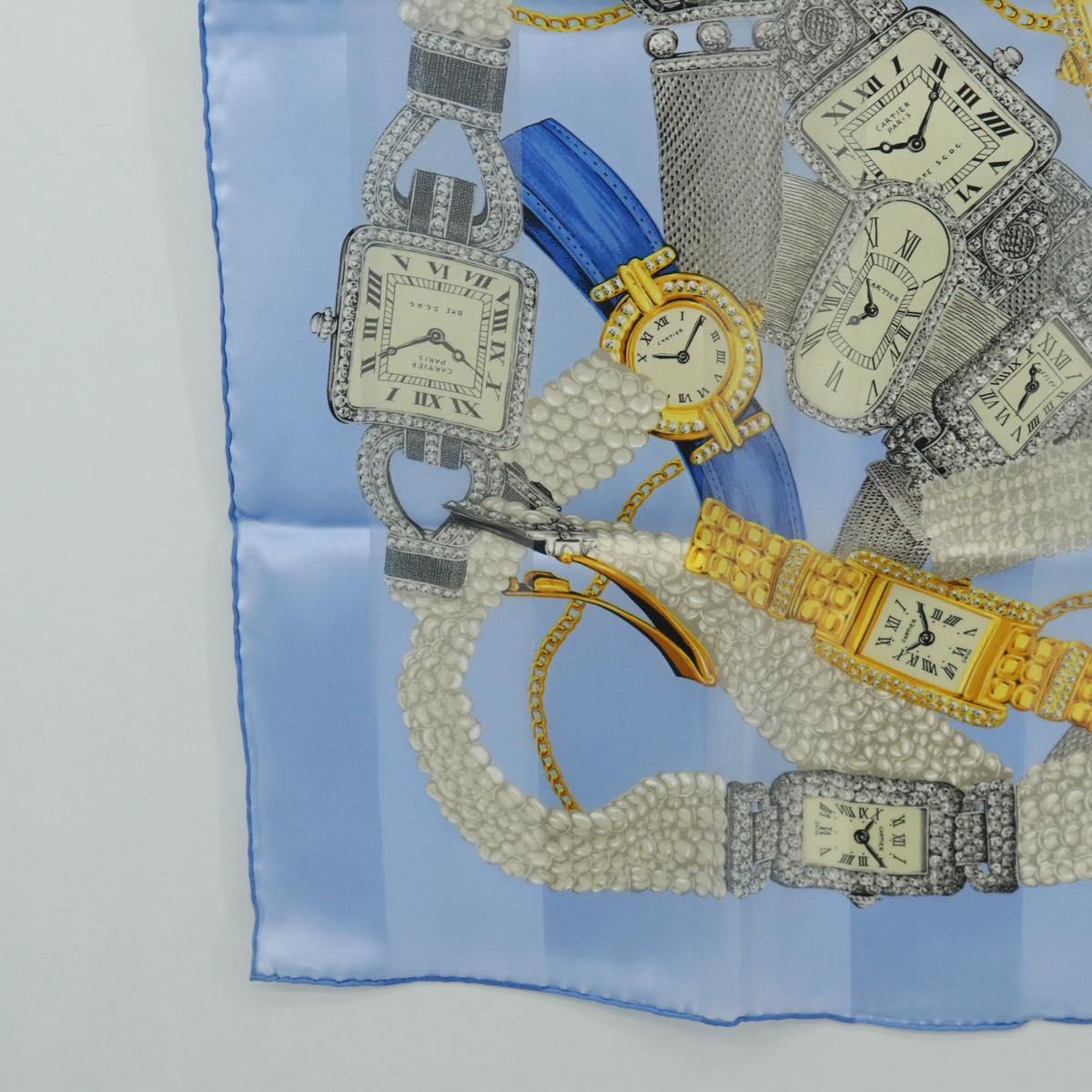 CARTIER Scarf Silk Blue Auth am10502V