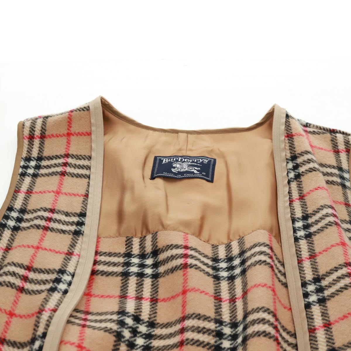 Burberrys Liner Best Nova Check Wool Beige Auth am10505V